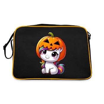 Halloween Licorne Citrouille Mignon Excentrique - Sac Retro - noir/or - Dos