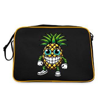 Ananas Fruit Fruité Été Cool Mignon Dessin animé - Sac Retro - noir/or - Dos