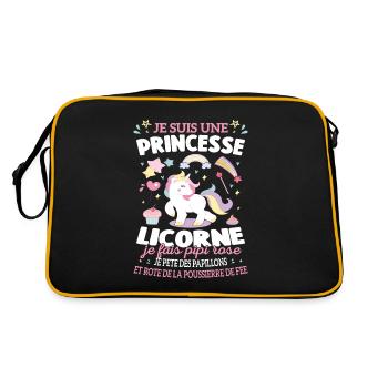 Je suis Une Princesse Licorne Humour - Sac Retro - noir/or - Dos