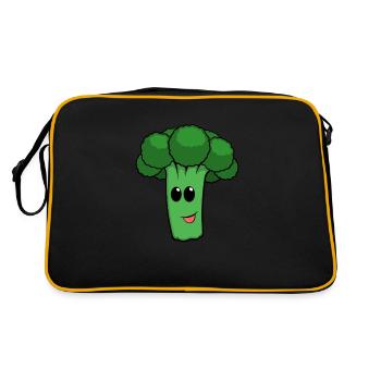 Happy Broccoli - Retro Tasche - Schwarz/Gold - Hinten