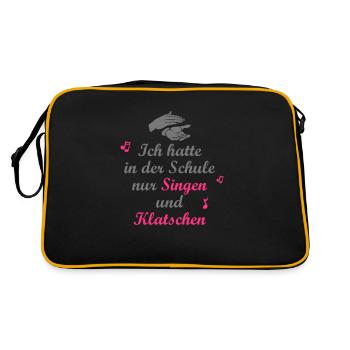 Ich hatte in der Schule nur Singen und Klatschen - Retro Tasche - Schwarz/Gold - Hinten