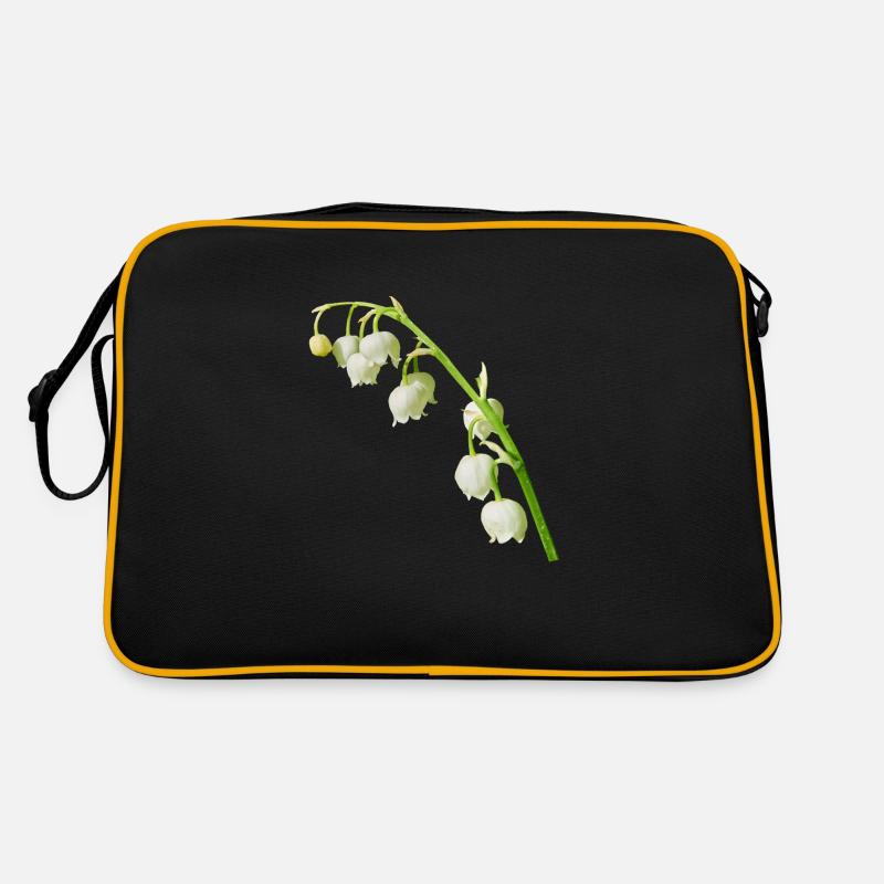 Maiglöckchen Frühling - Retro Tasche - Schwarz/Gold