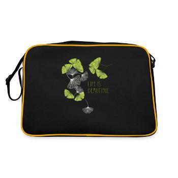 Gingko, life, beauty, - Retro Bag - black/gold - Back