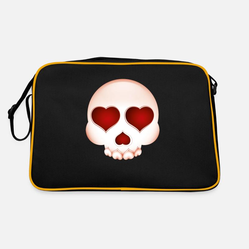 Smiley Skull with Hearts Retro Tasche