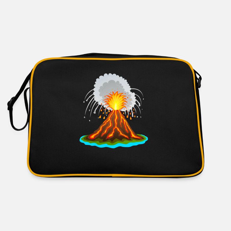 Vulkan, Vulkanausbuch, Lava, Magma,Vulkane vulcano Retro Tasche