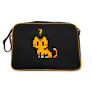 cat pixel - Retro Tasche - Schwarz/Gold - Hinten