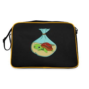 Schildkröte Klimawandel Umweltverschmutzung - Retro Tasche - Schwarz/Gold - Hinten