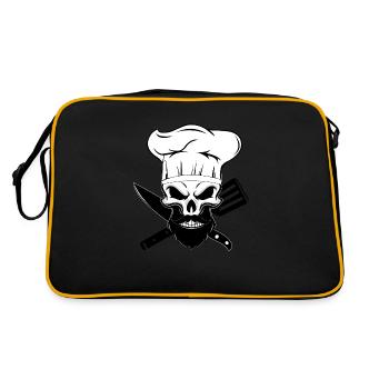 cuisinier barbu squelette cuire barbu chef humain - Sac Retro - noir/or - Dos