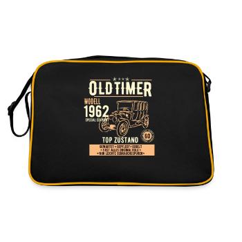 60. Geburtstag Oldtimer 1962, Geschenk - Retro Tasche - Schwarz/Gold - Hinten