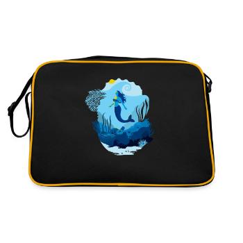Mermaid seascape illuminated by turtle sun - Retro Bag - black/gold - Back