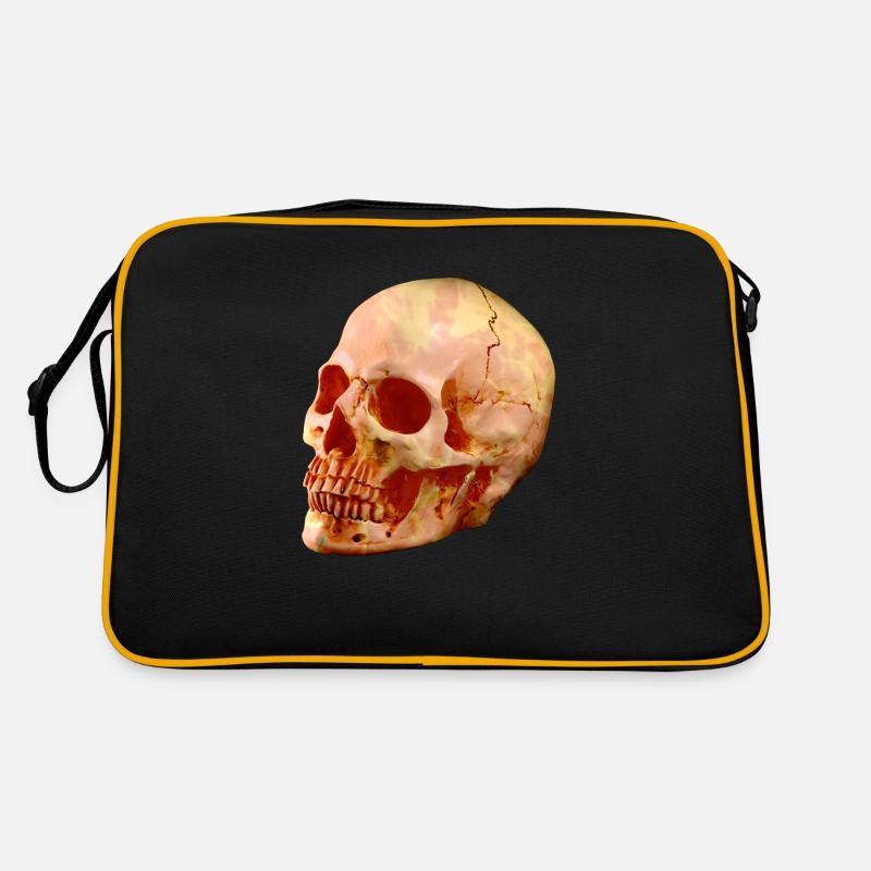 Halloween-Schädel - Retro Tasche - Schwarz/Gold