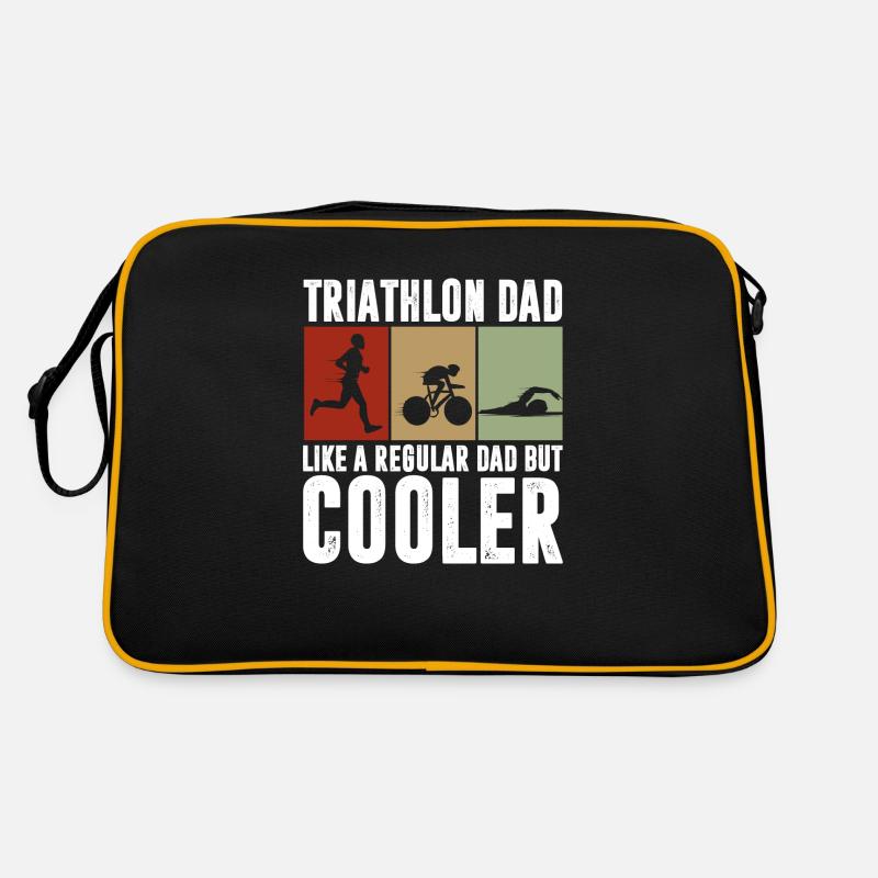 thiathlon dad like regular dad but cooler Design - Retro Tasche - Schwarz/Gold