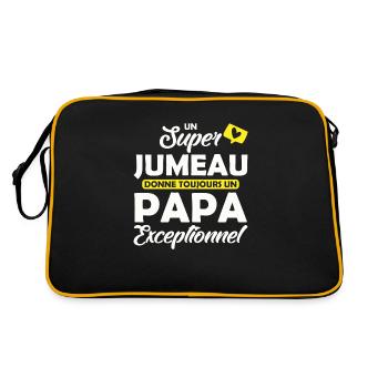 super jumeau - papa exceptionnel / futur papa - Sac Retro - noir/or - Dos