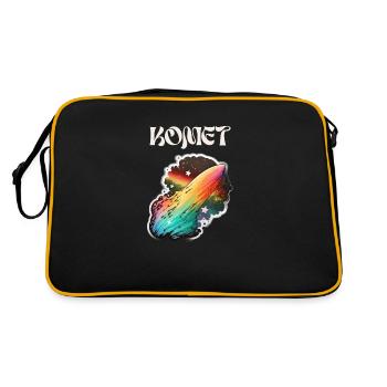 Kometensturm: Ein futuristisches Regenbogen Design - Retro Tasche - Schwarz/Gold - Hinten