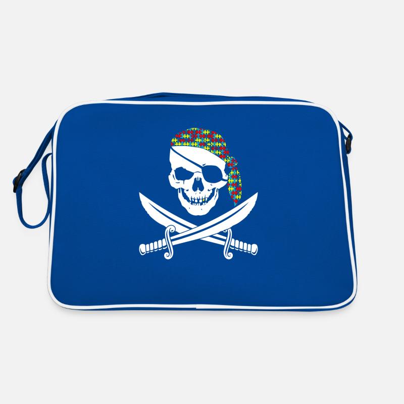 Arrr ! Pièce de puzzle de sensibilisation à l’autisme de crâne de pirate Sac Retro