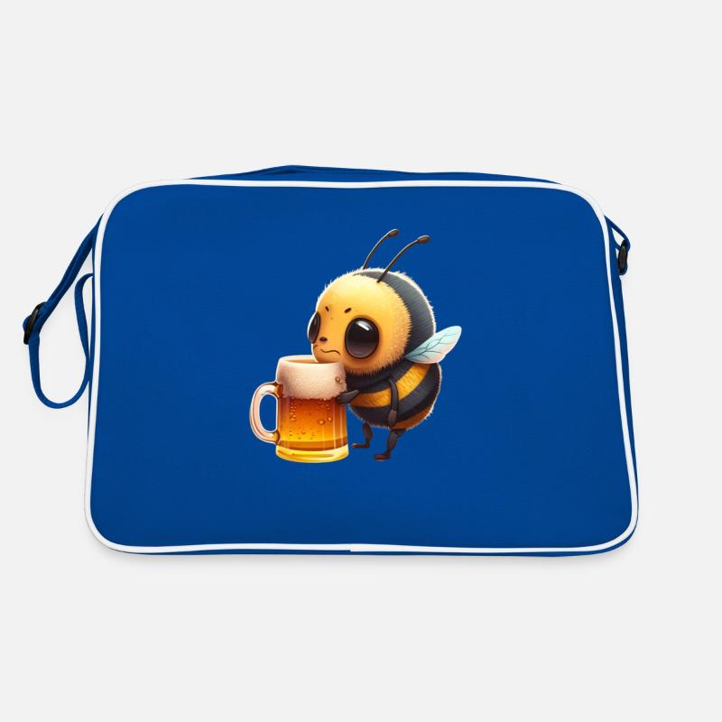Kleine Biene trinkt ein großes Bier Retro Tasche