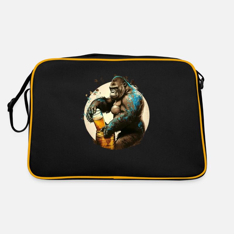 Starker Gorilla zapft Bier Retro Tasche