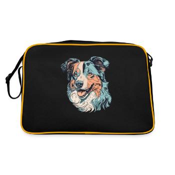 Australischer Schäferhund - Retro Tasche - Schwarz/Gold - Hinten