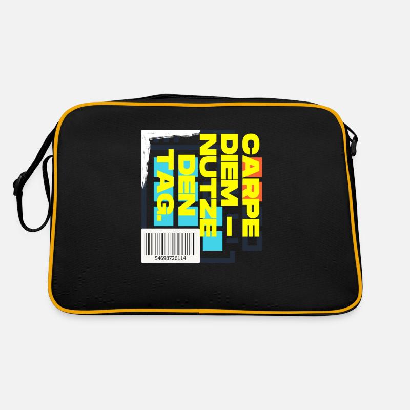 Carpe Diem Nutze den Tag - Retro Tasche - Schwarz/Gold