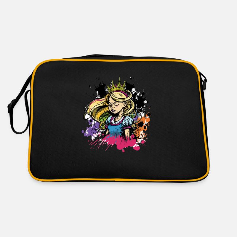 Prinzessin Graffiti Mädchen - Retro Tasche - Schwarz/Gold