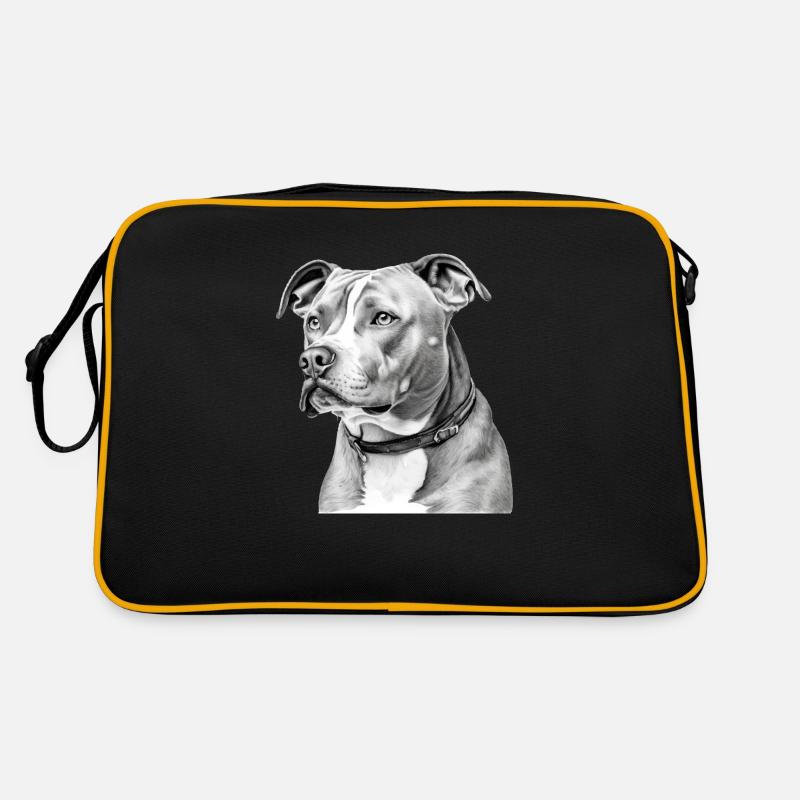 Zion der Pitbull - Retro Tasche - Schwarz/Gold