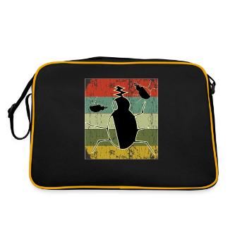 Vintage bugs sunset design - Retro Bag - black/gold - Back