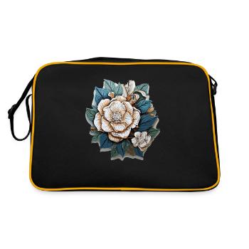 White flowers - Retro Tasche - Schwarz/Gold - Hinten