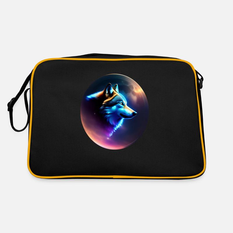 Wolf - Retro Tasche - Schwarz/Gold