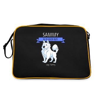 Sweet Samoyed, Sammy is a good boy - Retro Bag - black/gold - Back
