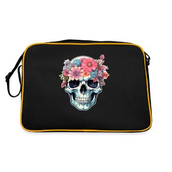 Crâne humain et fleurs 16 - Sac Retro - noir/or - Dos