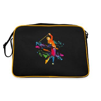 Golfspielerin beim Abschlag - Retro Tasche - Schwarz/Gold - Hinten