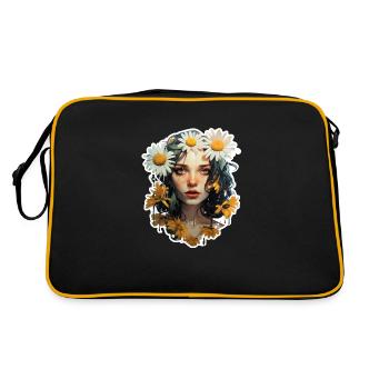 Margeriten Mädchen - Retro Tasche - Schwarz/Gold - Hinten