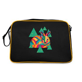 Drawing of a colorful doe among trees - Retro Bag - black/gold - Back
