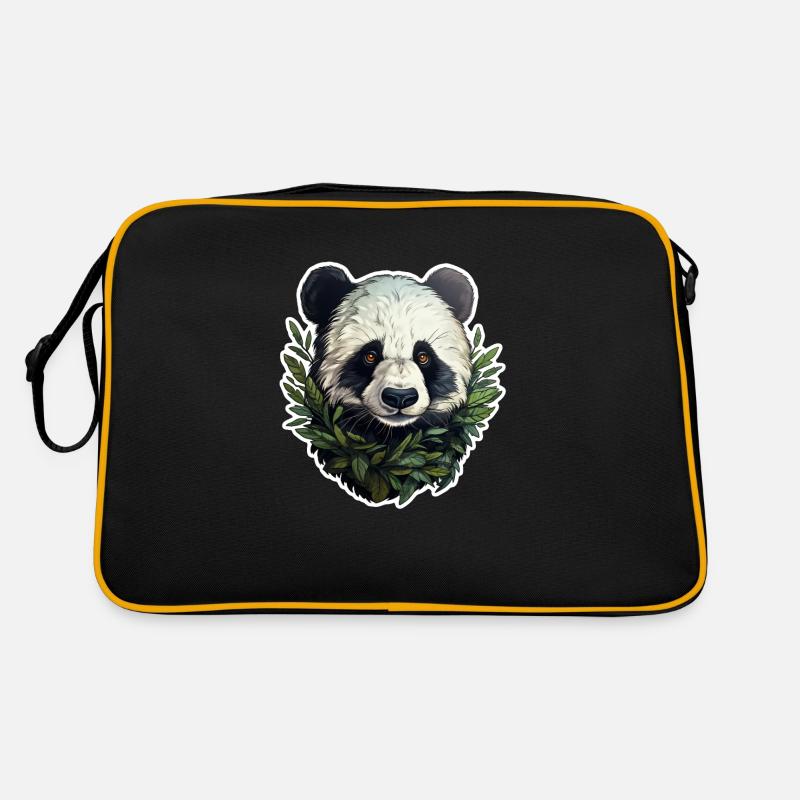 Panda jetant un coup d’œil hors des feuilles Sac Retro