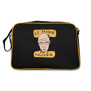 Michel Foucault Quote - Le Savoir C'est Le Pouvoir - Retro Bag - black/gold - Back
