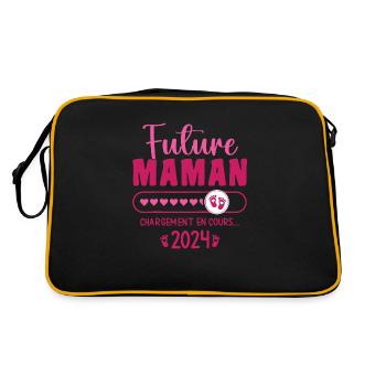 Werdende Mutter 2024 Fortlaufend Schwangere Mutter - Retro Tasche - Schwarz/Gold - Hinten
