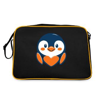 L’amour des pingouins dans le style dessin animé ! - Sac Retro - noir/or - Dos