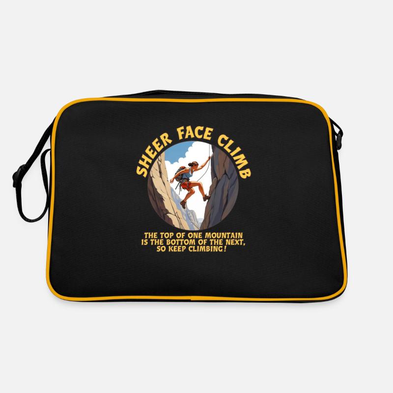Klettern an der Steilwand - Retro Tasche - Schwarz/Gold