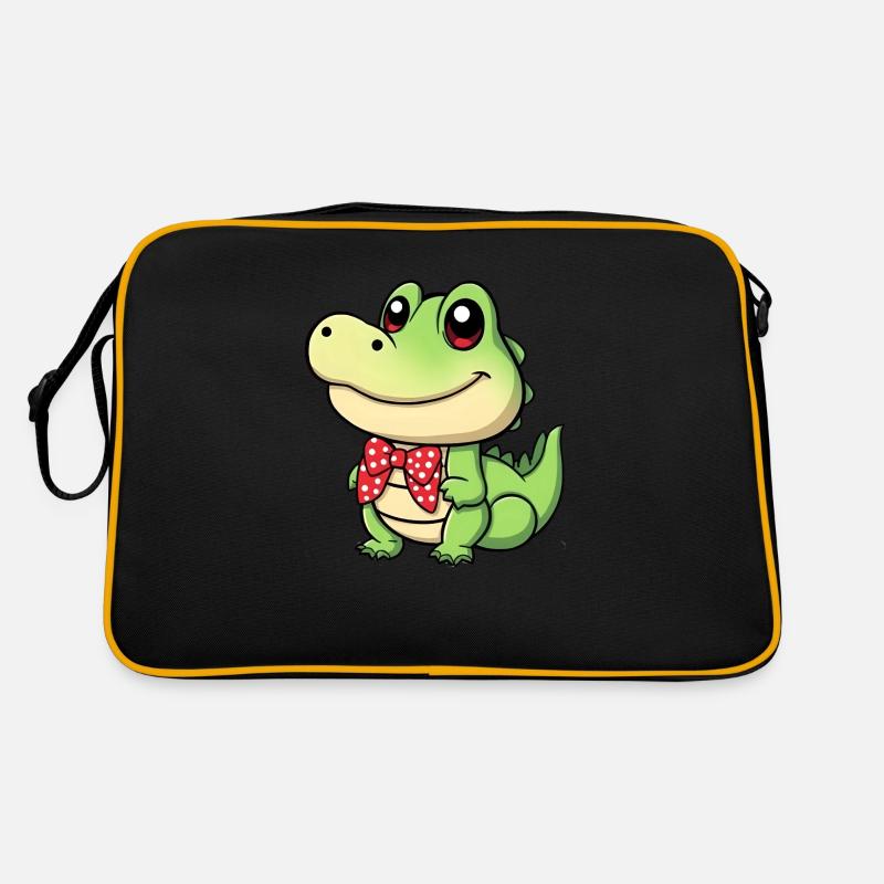 Mignon crocodile comique avec cravate rouge Sac Retro