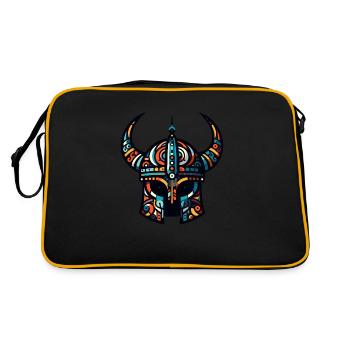 Wikingerhelm mit abstraktem Muster - Retro Tasche - Schwarz/Gold - Hinten