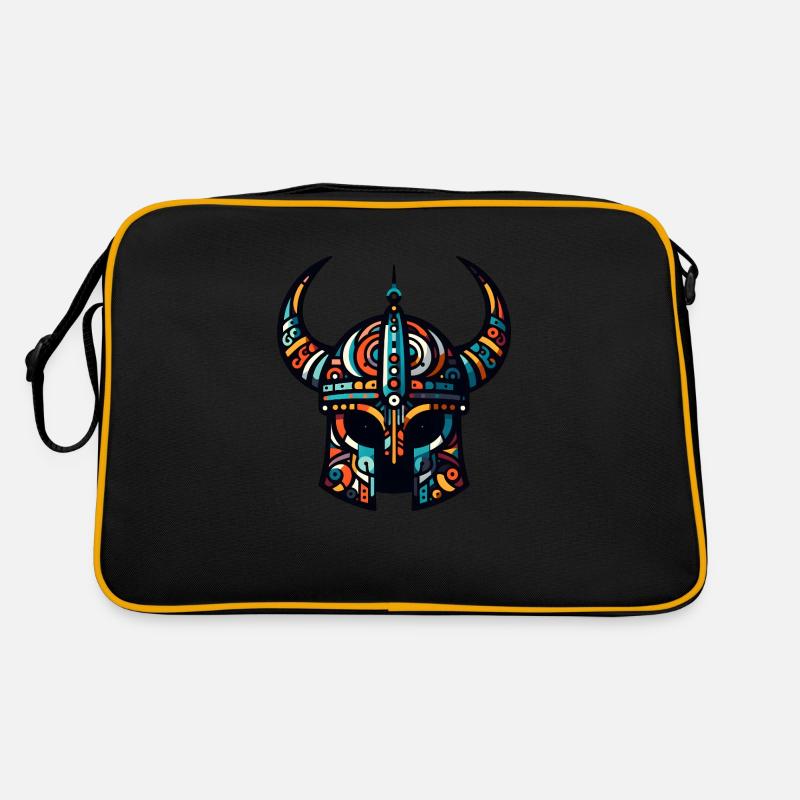Wikingerhelm mit abstraktem Muster - Retro Tasche - Schwarz/Gold