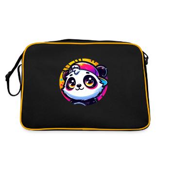 Panda Kawaii avec casquette - Sac Retro - noir/or - Dos