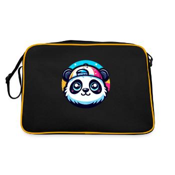 Panda Kawaii avec casquette - Sac Retro - noir/or - Dos