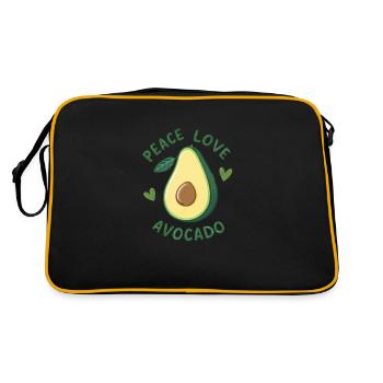 Frieden, Liebe und Avocado - Retro Tasche - Schwarz/Gold - Hinten