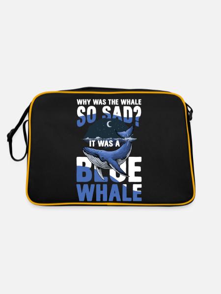 Why Was The Whale So Sad It Was A Blue Whale - Retro Tasche - Schwarz/Gold - Hinten