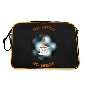 Espresso, Coffee, Kaffee, Latte, Geschenkidee, Fun - Retro Tasche - Schwarz/Gold - Hinten