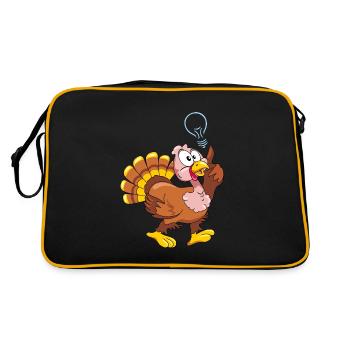 Lustiger Truthahn hat eine Idee - Retro Tasche - Schwarz/Gold - Hinten