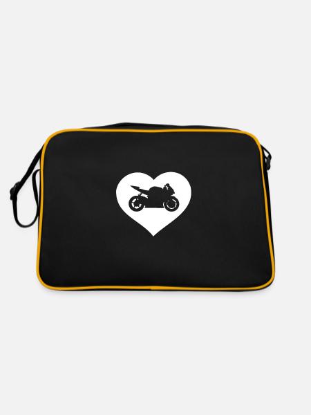Motorbike heart - Retro Bag - black/gold - Back