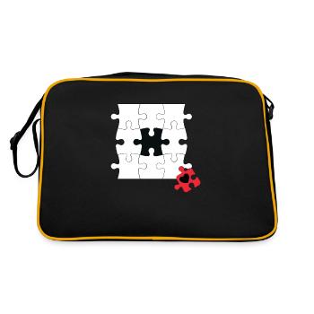 Falsches Puzzleteil - Retro Tasche - Schwarz/Gold - Hinten