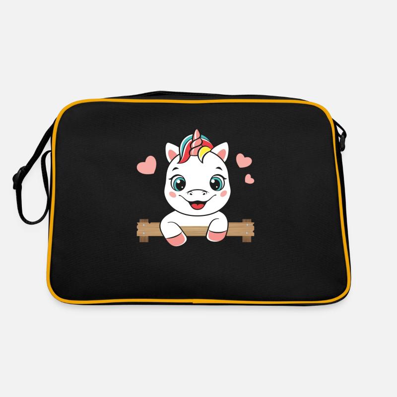 Licorne joyeuse - Sac Retro - noir/or